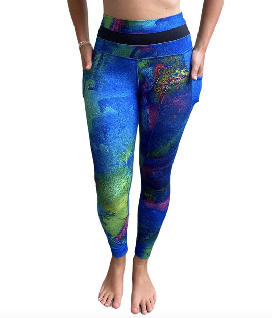 Aqua Yoga Leggings with Pockets (Full Print)