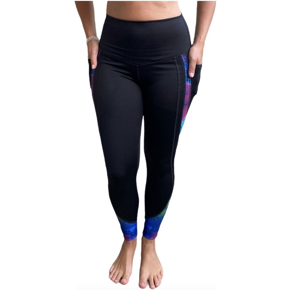 Aqua Yoga Leggings with Pockets (Stripe)