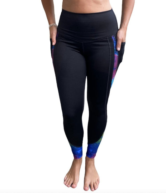 Aqua Yoga Leggings with Pockets (Stripe)