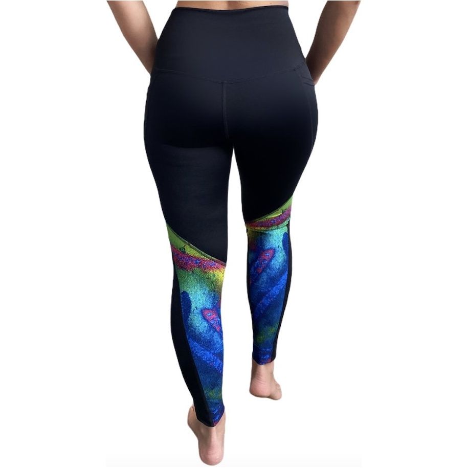 Aqua Yoga Leggings with Pockets (Stripe)