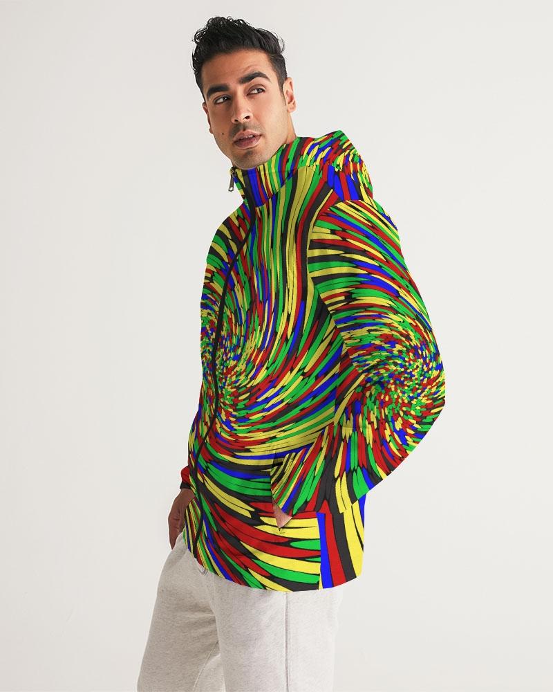 Mens Hooded Windbreaker - Multicolor Water Resistant Jacket - Jl0i0x