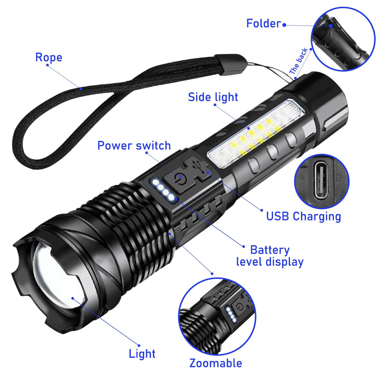Rechargeable LED Flashlight Tactical Torch Police Super Bright Work - Sportkyu