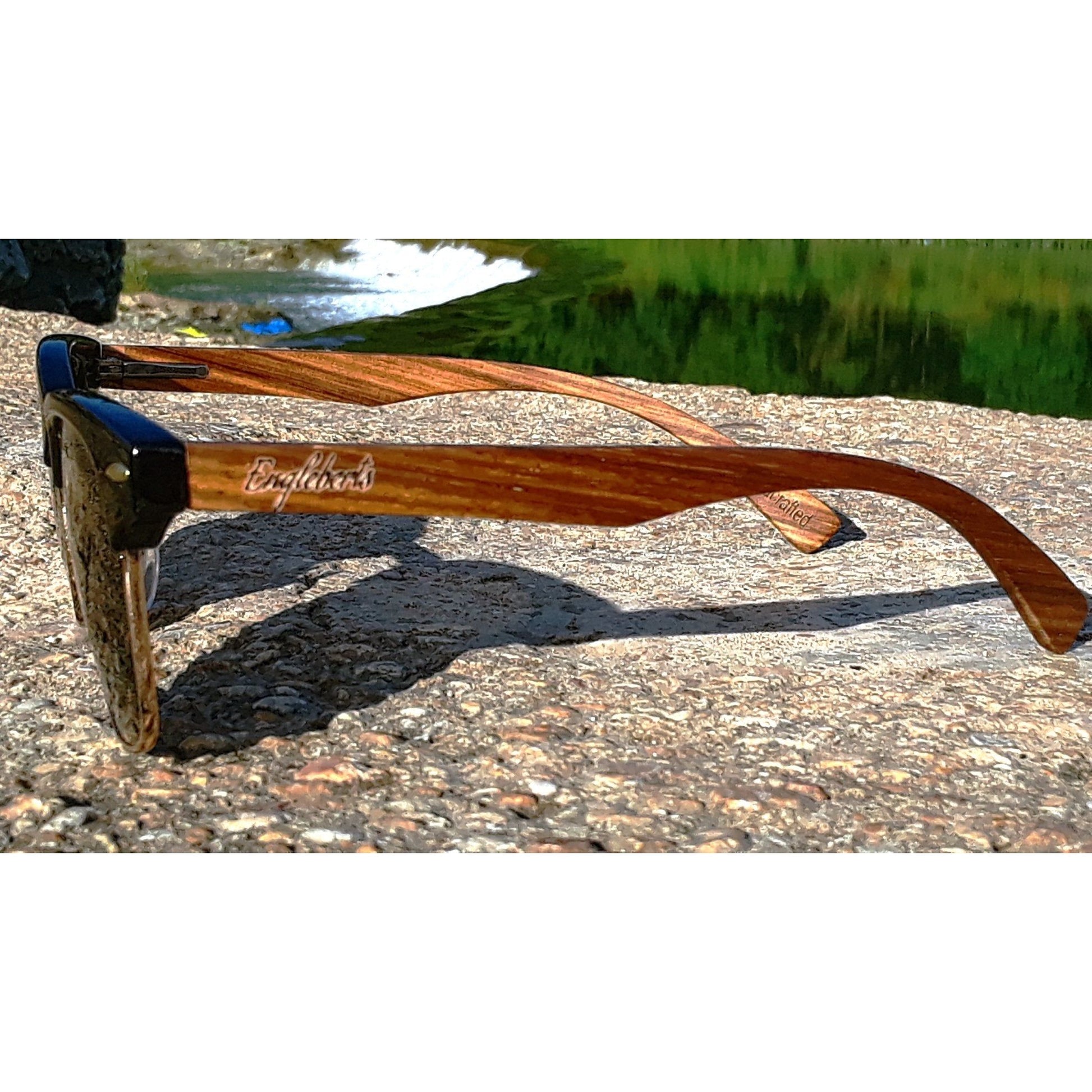 Real Walnut Wood Club Style Sunglasses, Polarized Lenses - Sportkyu