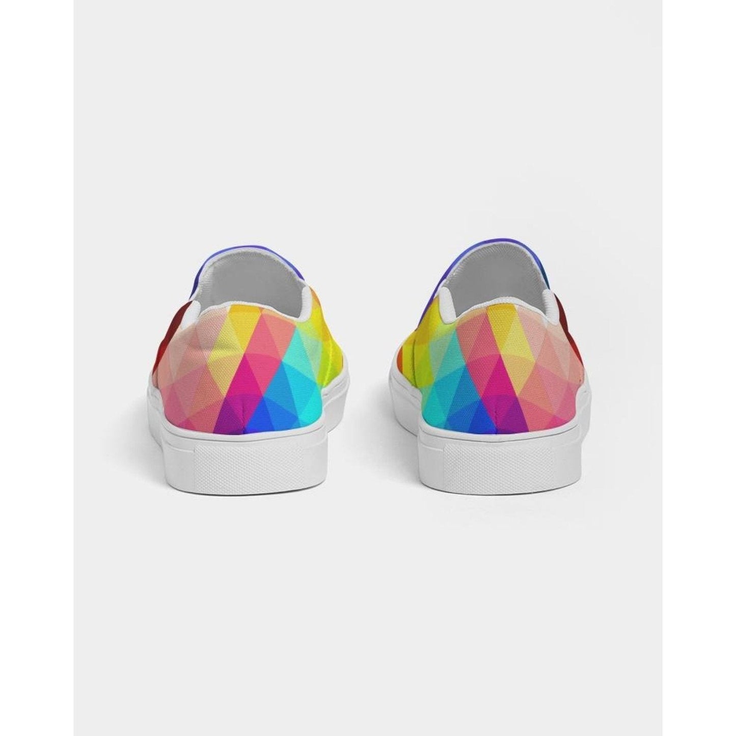 Womens Sneakers - Canvas Slip On Shoes, Multicolor Retro Print