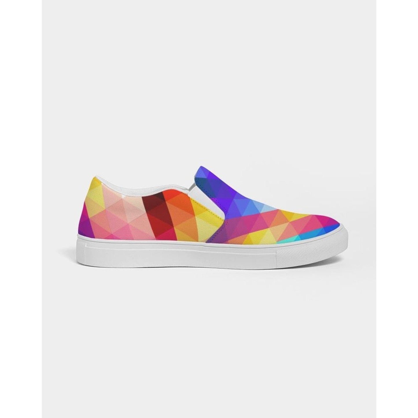 Womens Sneakers - Canvas Slip On Shoes, Multicolor Retro Print