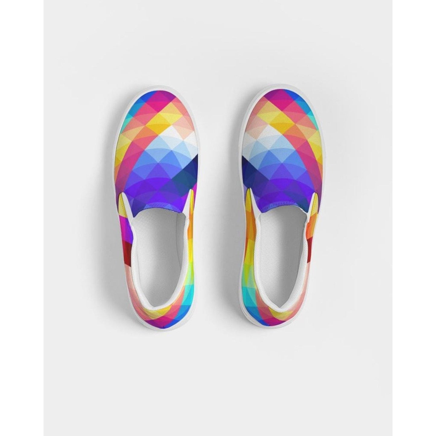 Womens Sneakers - Canvas Slip On Shoes, Multicolor Retro Print