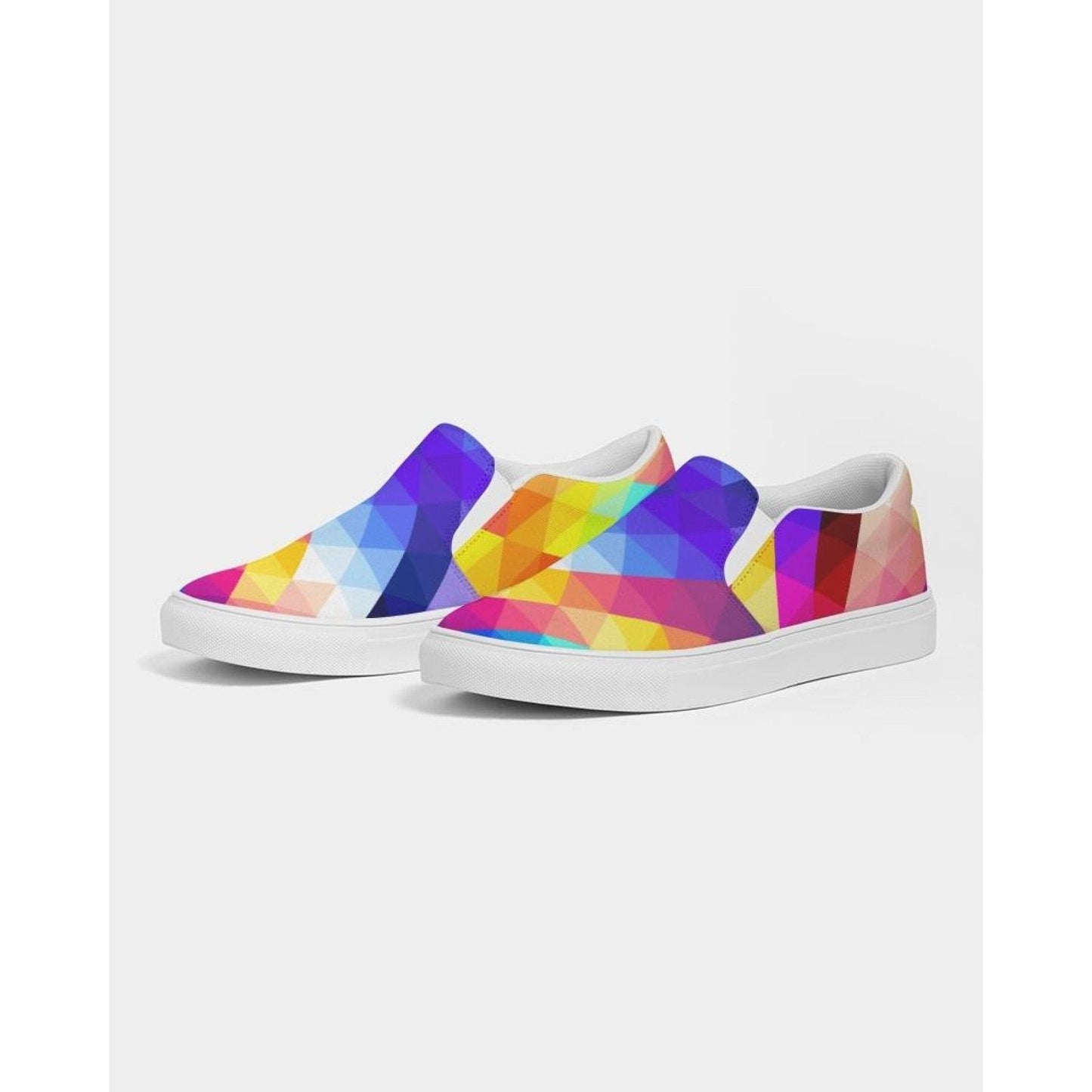 Womens Sneakers - Canvas Slip On Shoes, Multicolor Retro Print