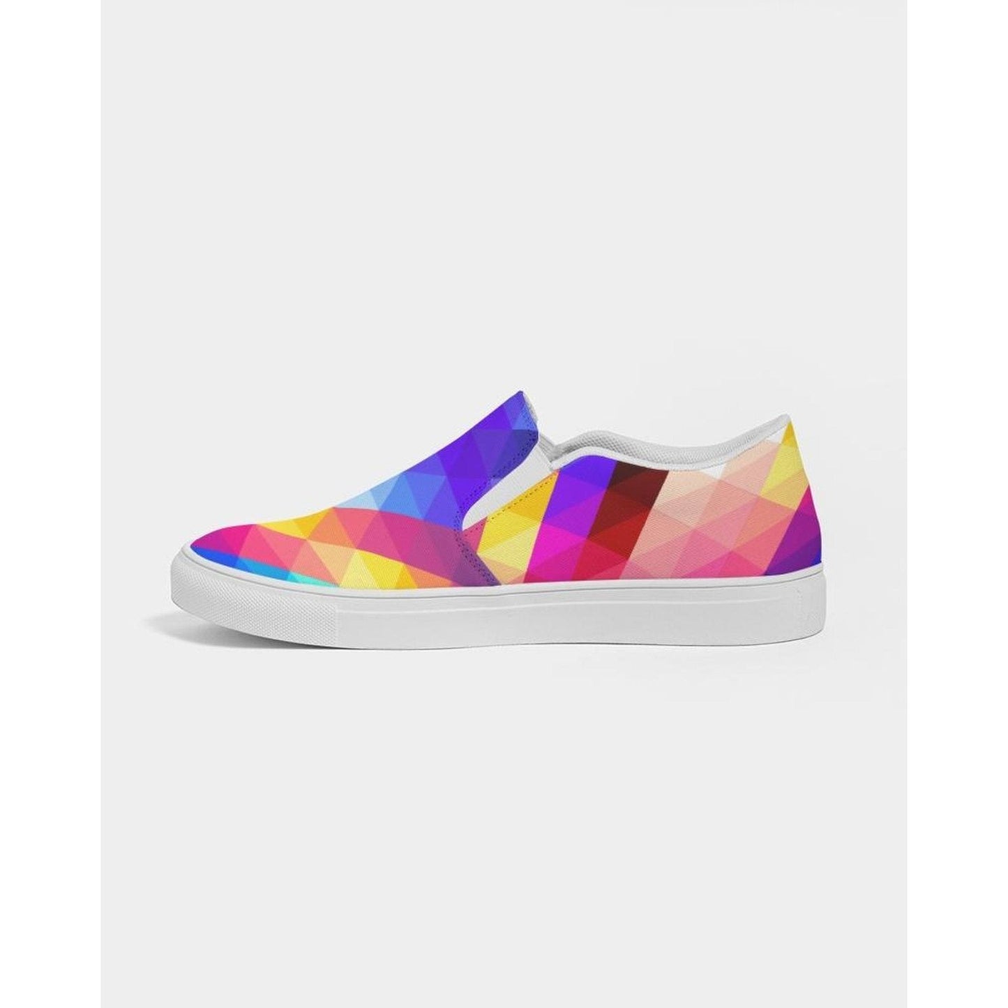 Womens Sneakers - Canvas Slip On Shoes, Multicolor Retro Print