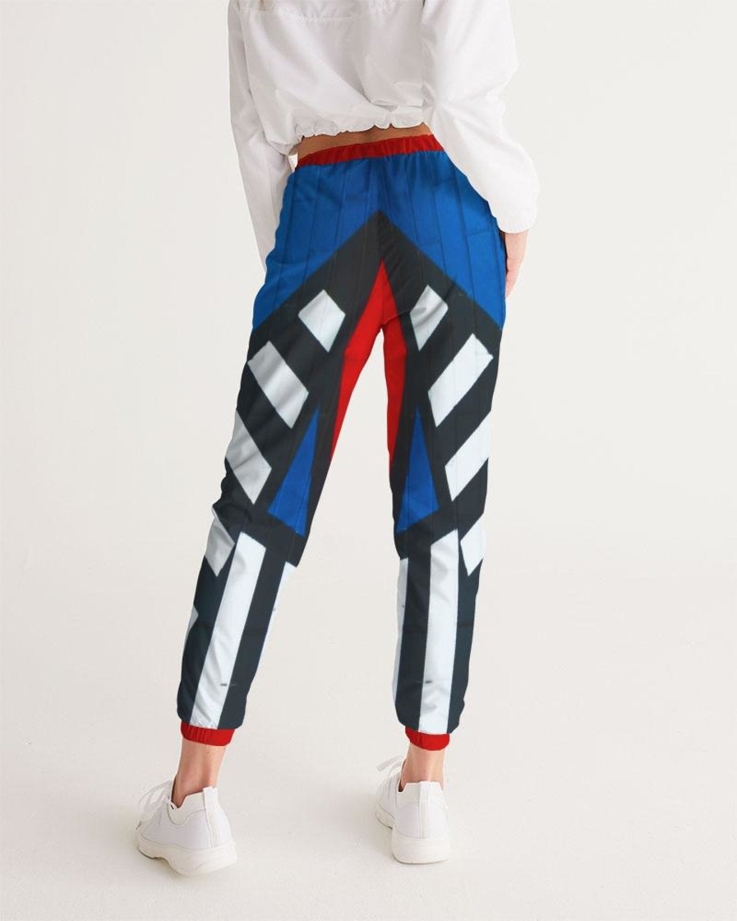 Womens Track Pants - Multicolor Grid Line Graphic Sports Pants