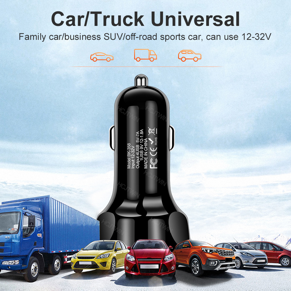 4 USB automobilinis įkroviklis Fast 7A QC3.0 greito automobilinio įkroviklio adapteris