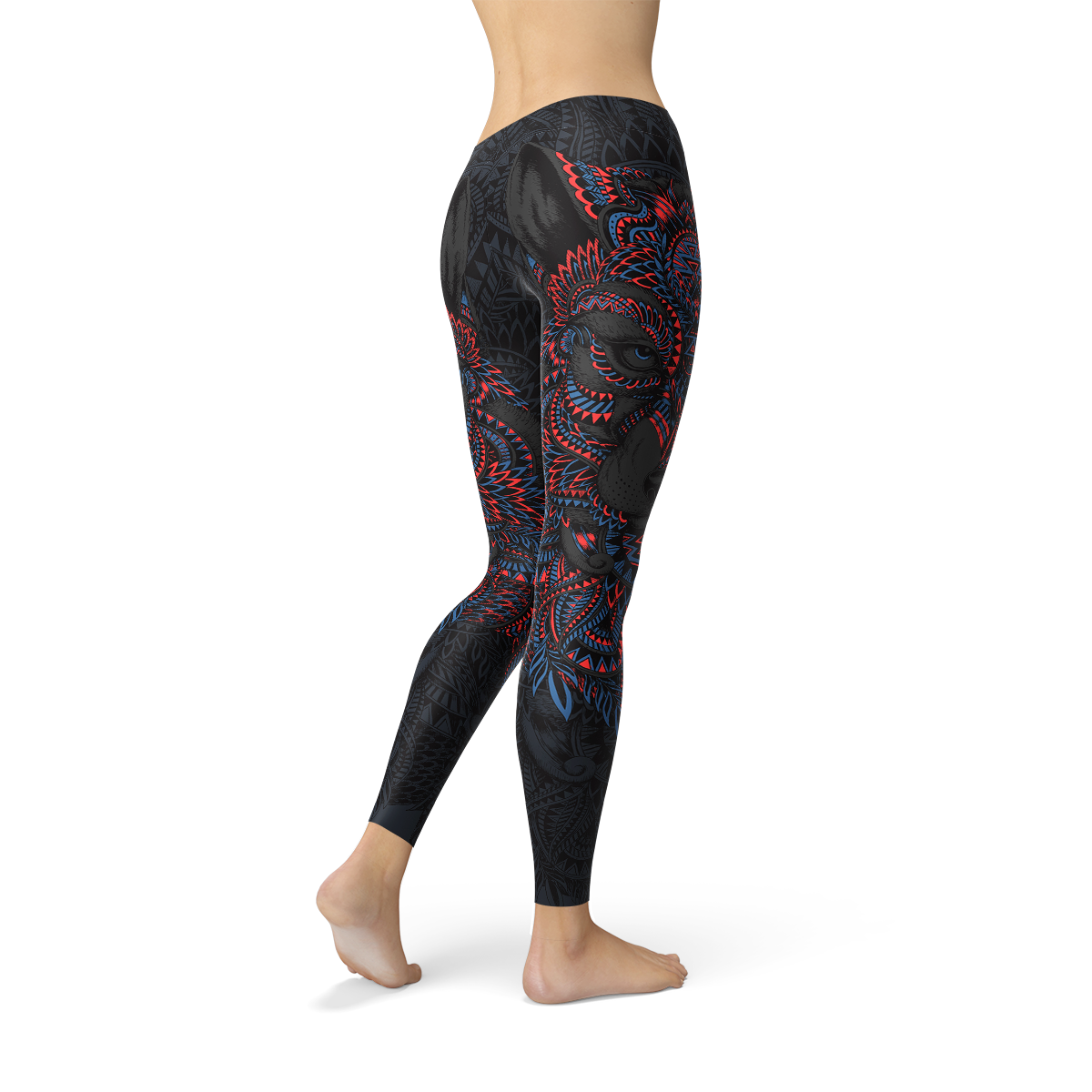 Womens Oosterse zwarte Wolf legging