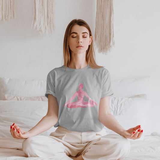 T-Shirt mit Yoga-Meditationspose-Print