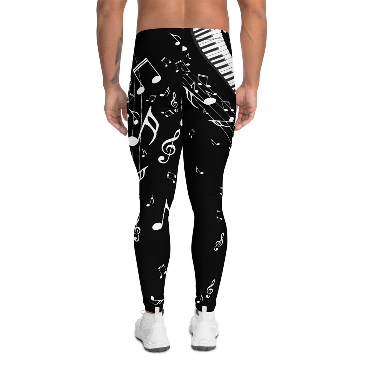 Music Notes Black Leggings for Men