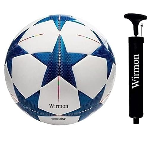 Hand Stiched Blue Star Football Size 5, with Free Air Pump - Sportkyu