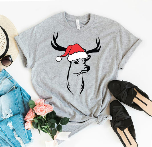 Deer Santa Christmas T-shirt