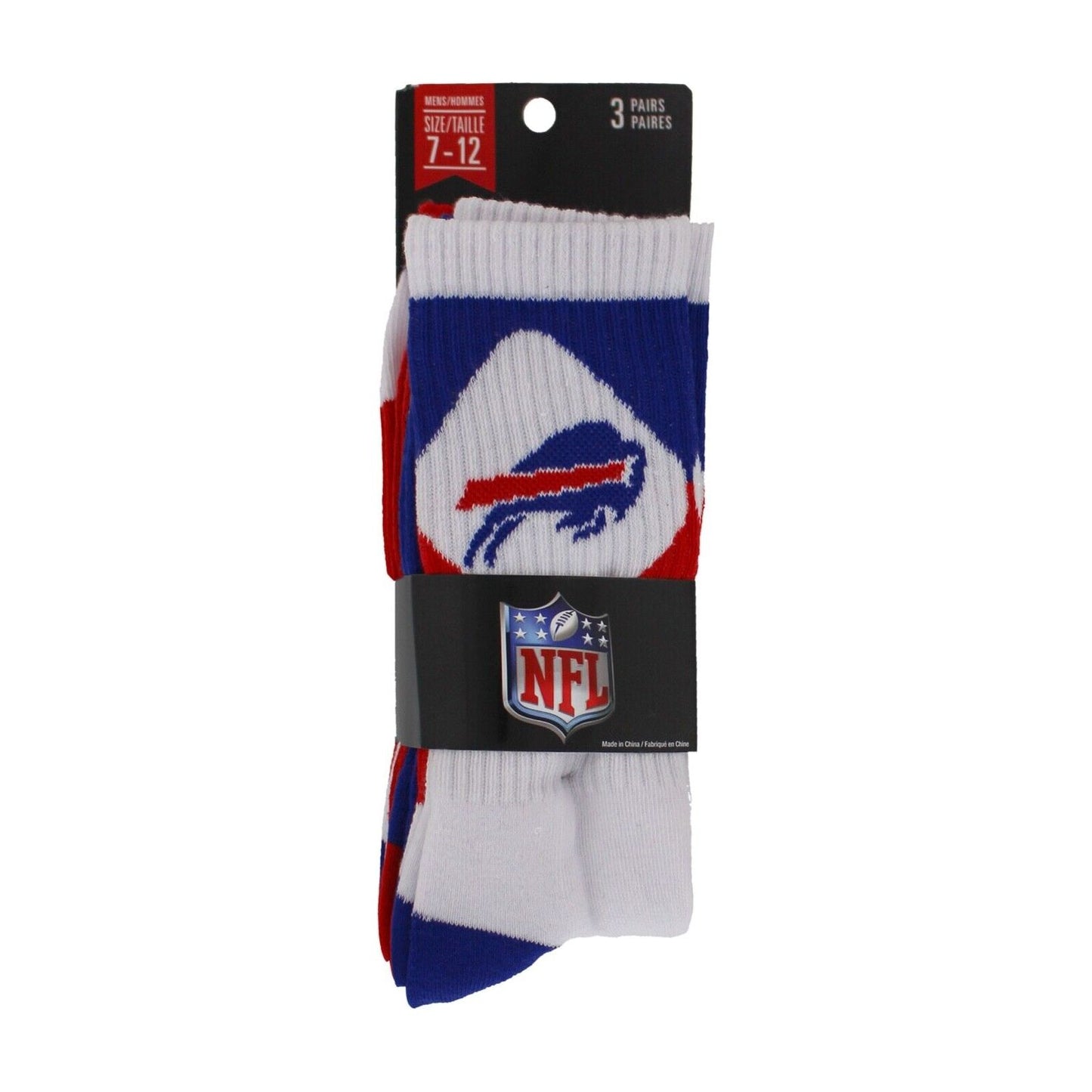 Buffalo Bills Socks 3 Pack Crew Length NFL Football