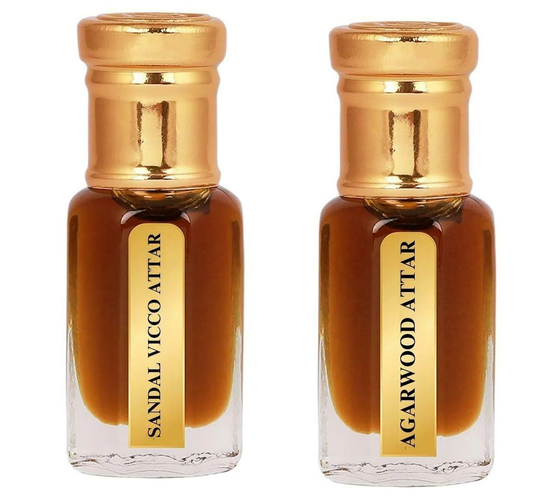 Sandaal Vicco Attar &amp; Agarwood Attar parfum voor unisex (6ml + 12ml) 