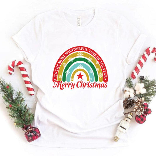 Christmas Rainbow With Snowflakes Shirt