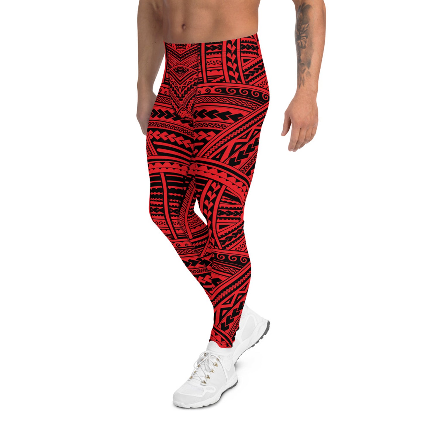 Red Maori Tattoo Leggings for Men