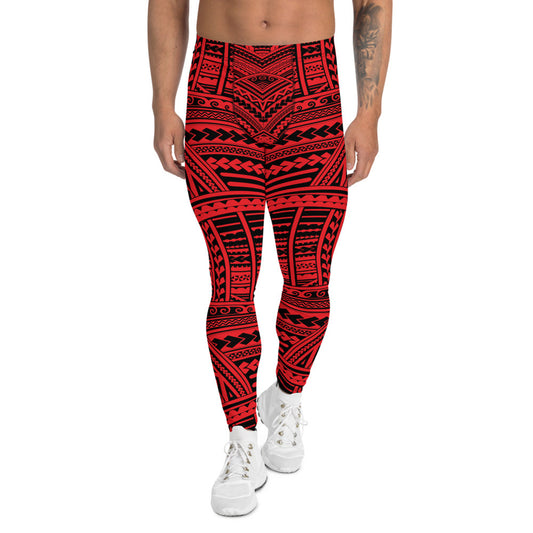 Rote Leggings mit Maori-Tattoo für Männer 