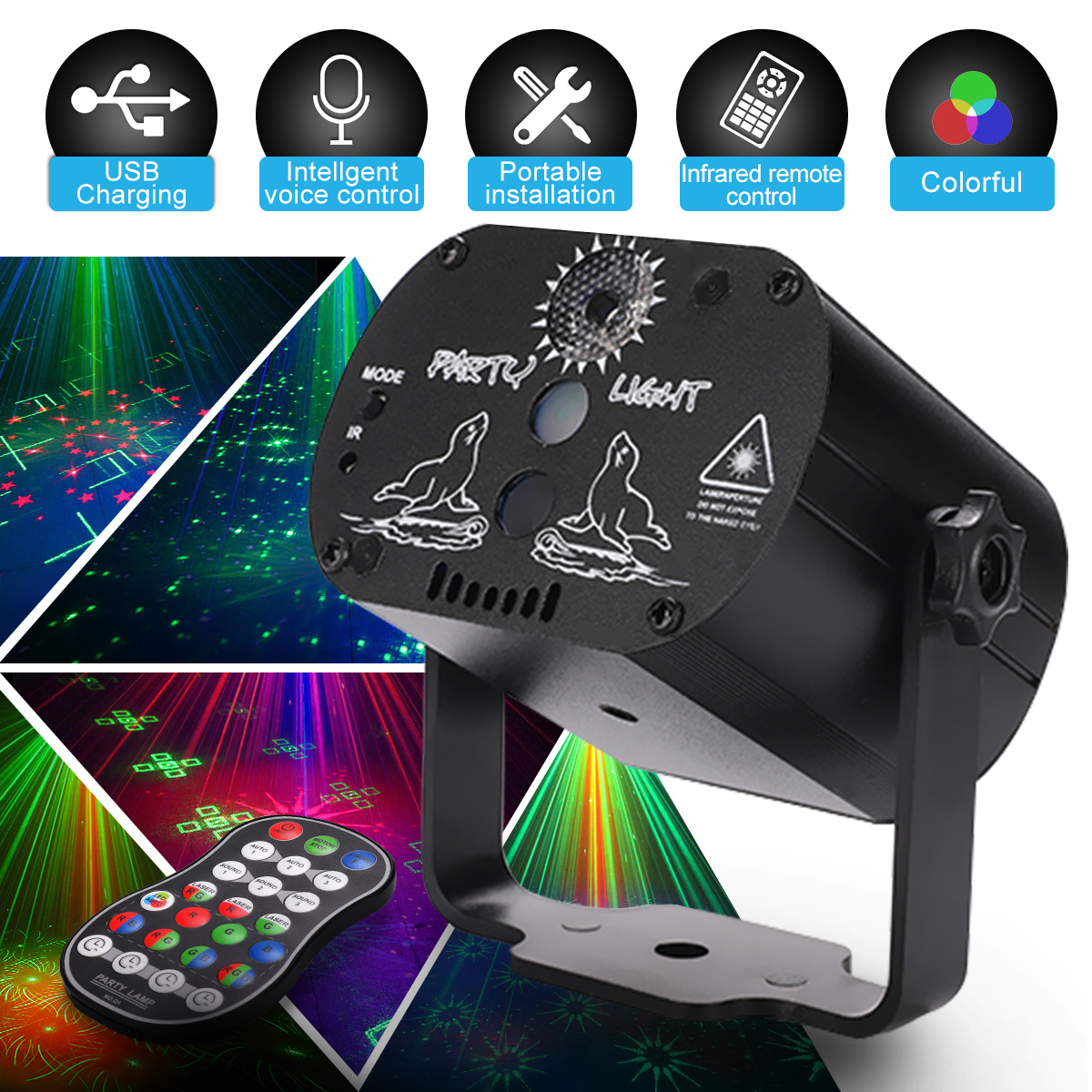 Mini RGB-discolicht LED-laserpodiumprojector