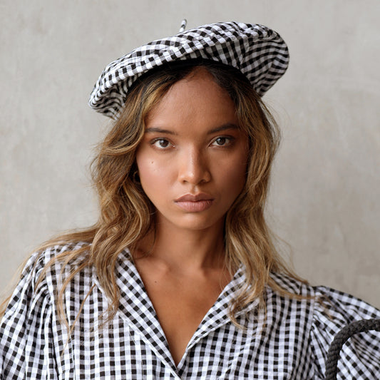 SIMONE Gingham barethoed in zwart