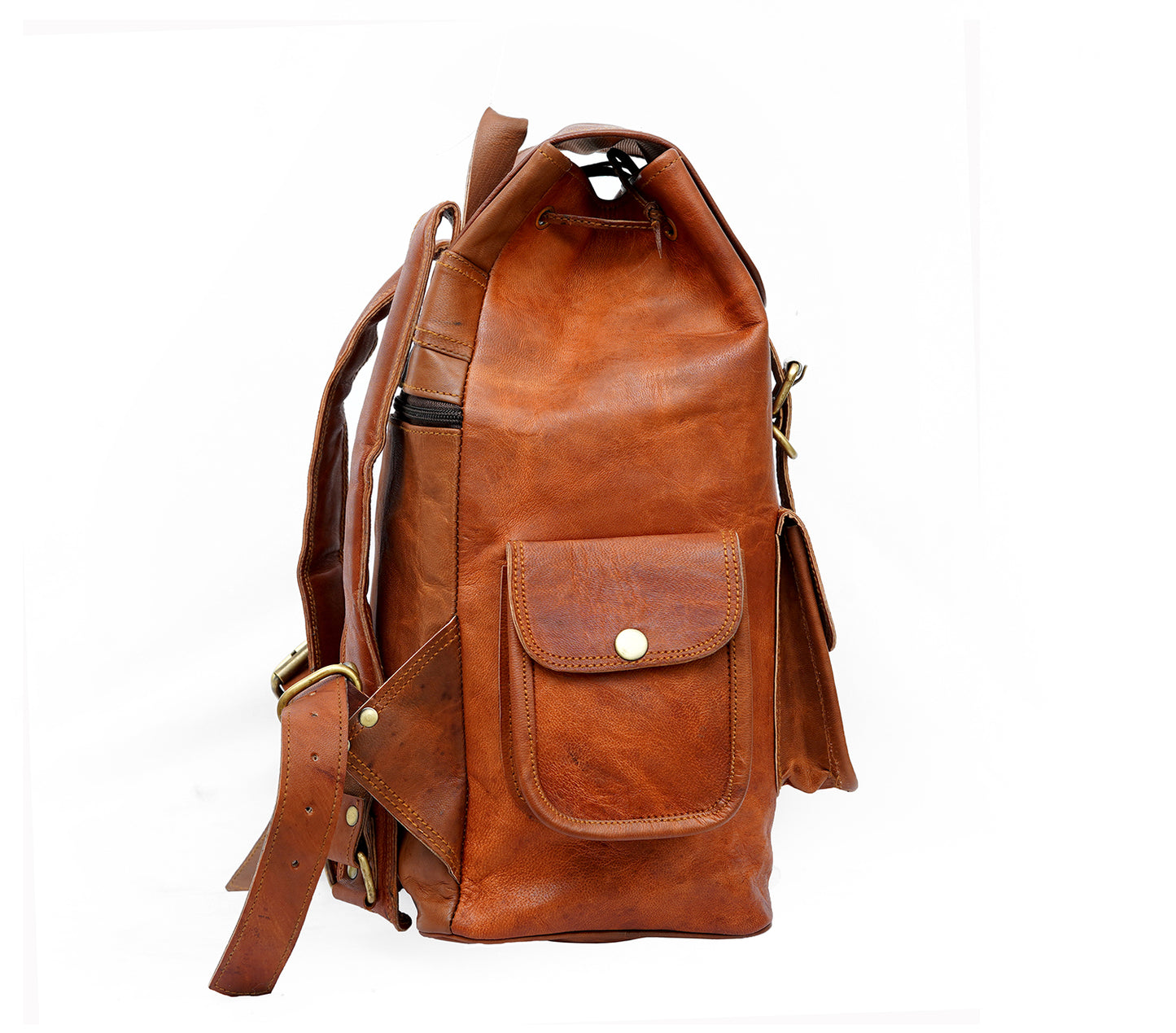 15 Inch Vintage Brown Genuine Leather Women Backpack Bag