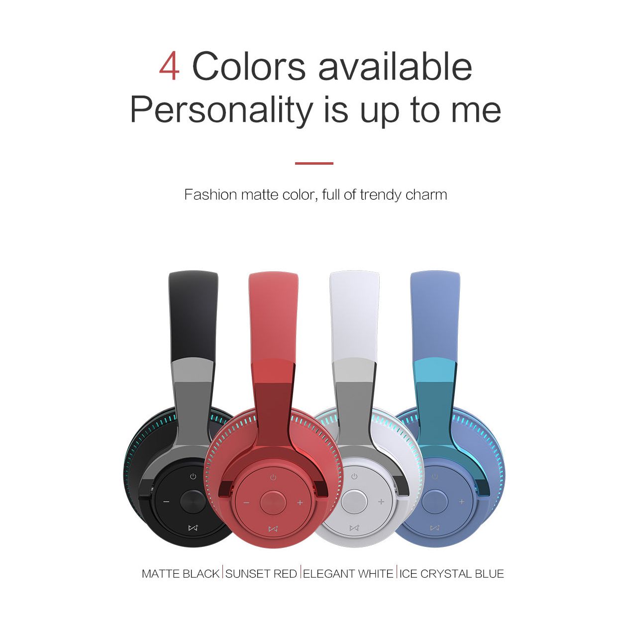 Colorful LED Lights Bluetooth Headphone Bass Wireless Earphones