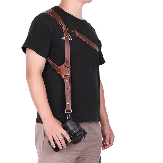 Genuine Leather Camera Shoulder Strap Adjustable - Sportkyu