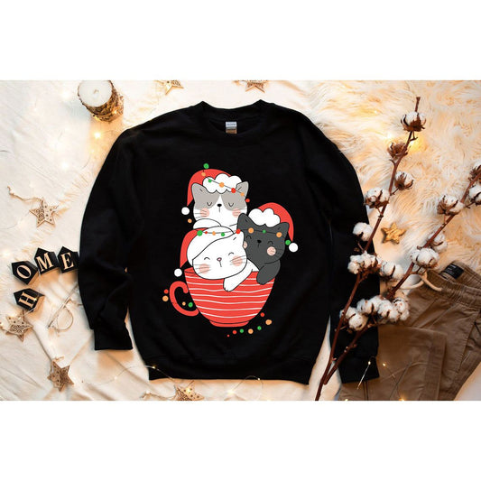 Cute Cats Cup Christmas Sweatshirt