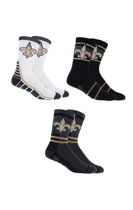 New Orleans Saints Socken, 3er-Pack, Rundhalslänge, NFL Football 