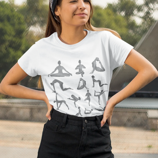 Schwarzes T-Shirt mit „Yoga Sanctuary“-Aufdruck