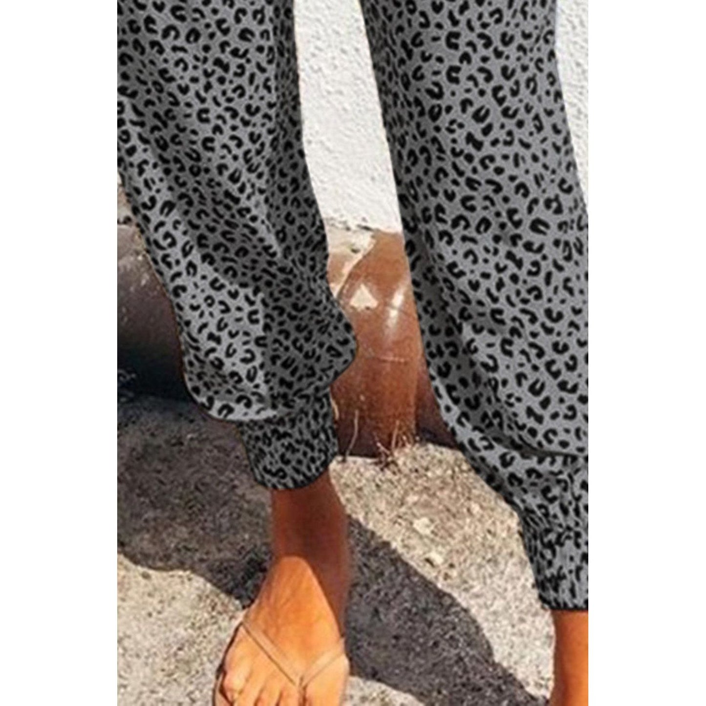 Gray Breezy Leopard Joggers