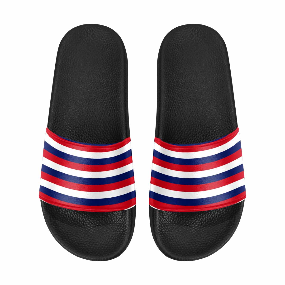 Mens Slide Sandals, Red White And Blue Stripe Slip On Shoes, S51465