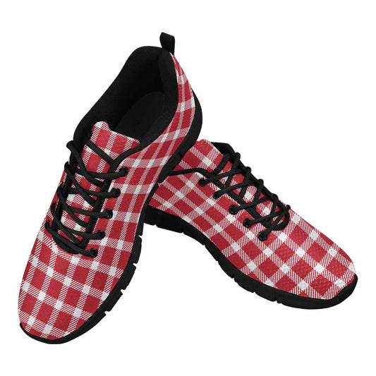 Sneakers For Men, Buffalo Plaid Red And White - Running Shoes Dg856