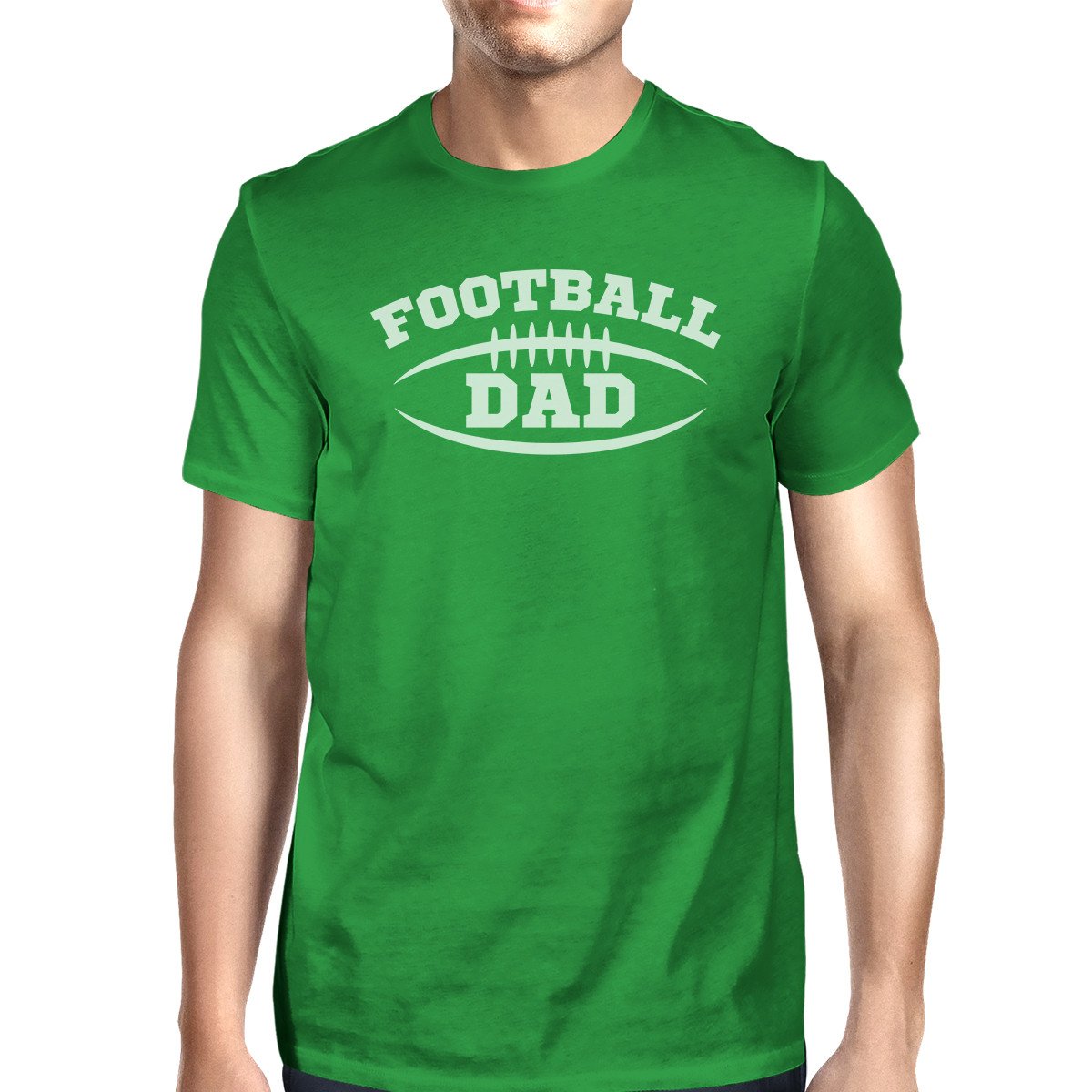 Football Dad Men's Green Funny Design Tee Birthday