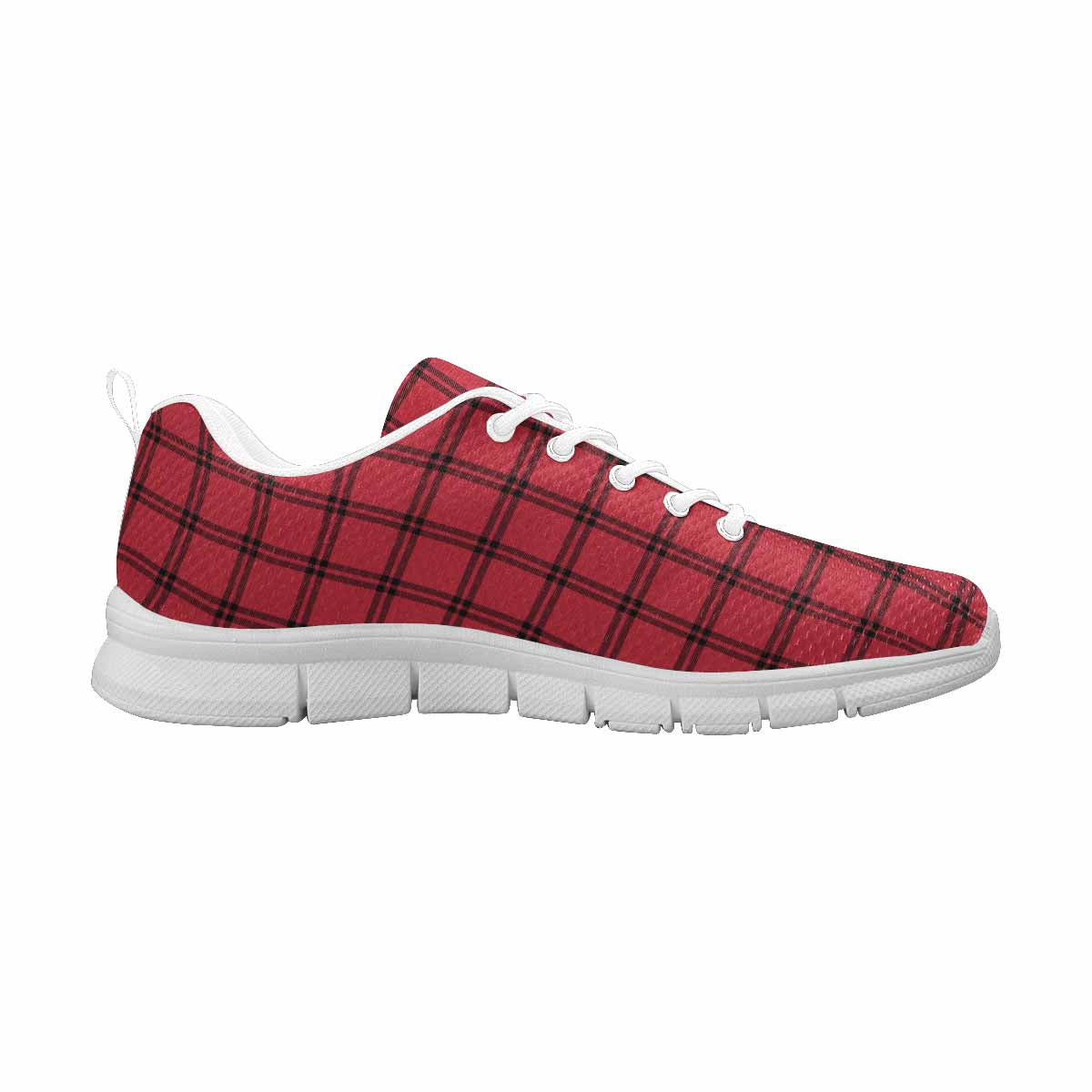 Sneakers For Men, Buffalo Plaid Red And White - Running Shoes Dg837