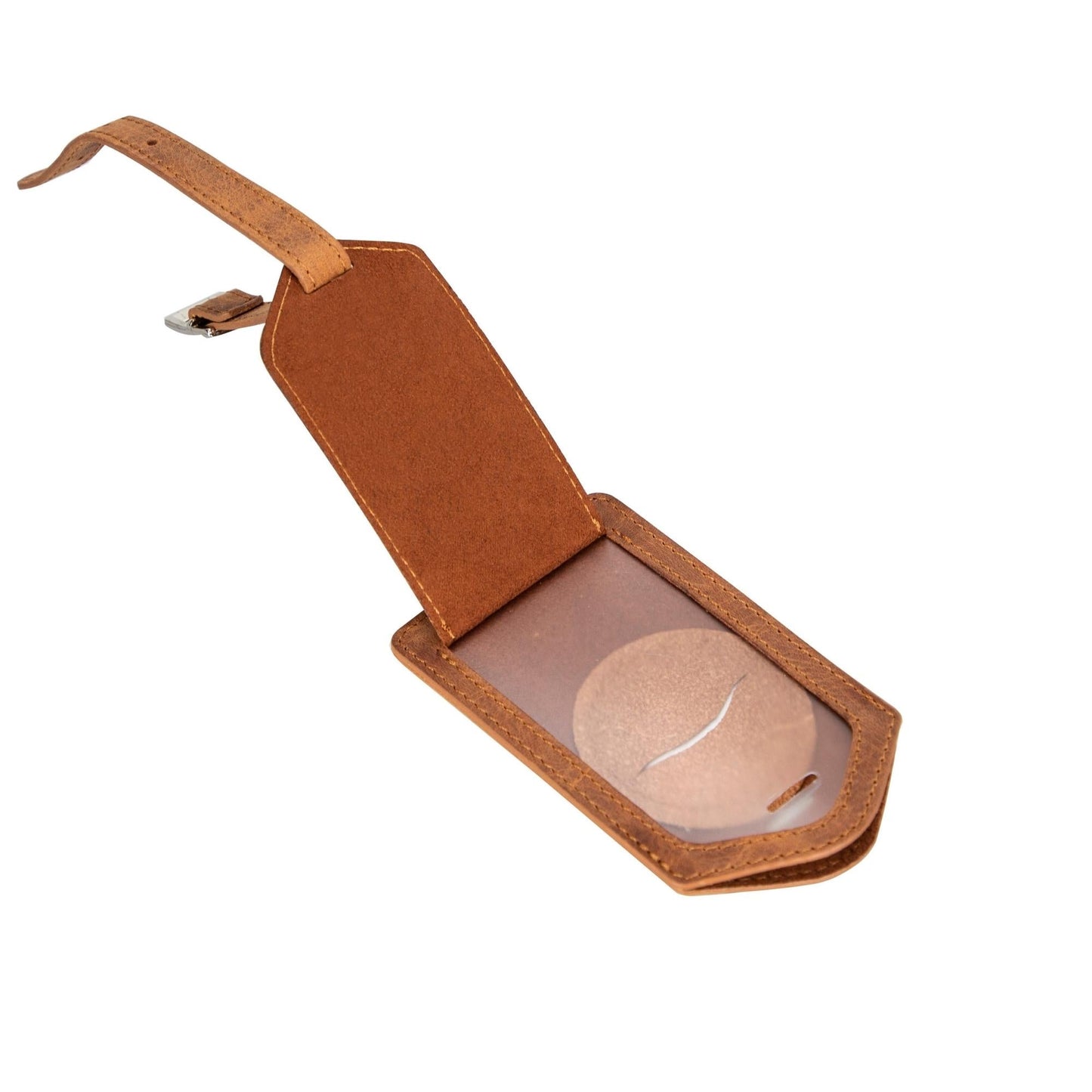 Estes Genuine Leather Luggage Tag with AirTag Slot - Sportkyu