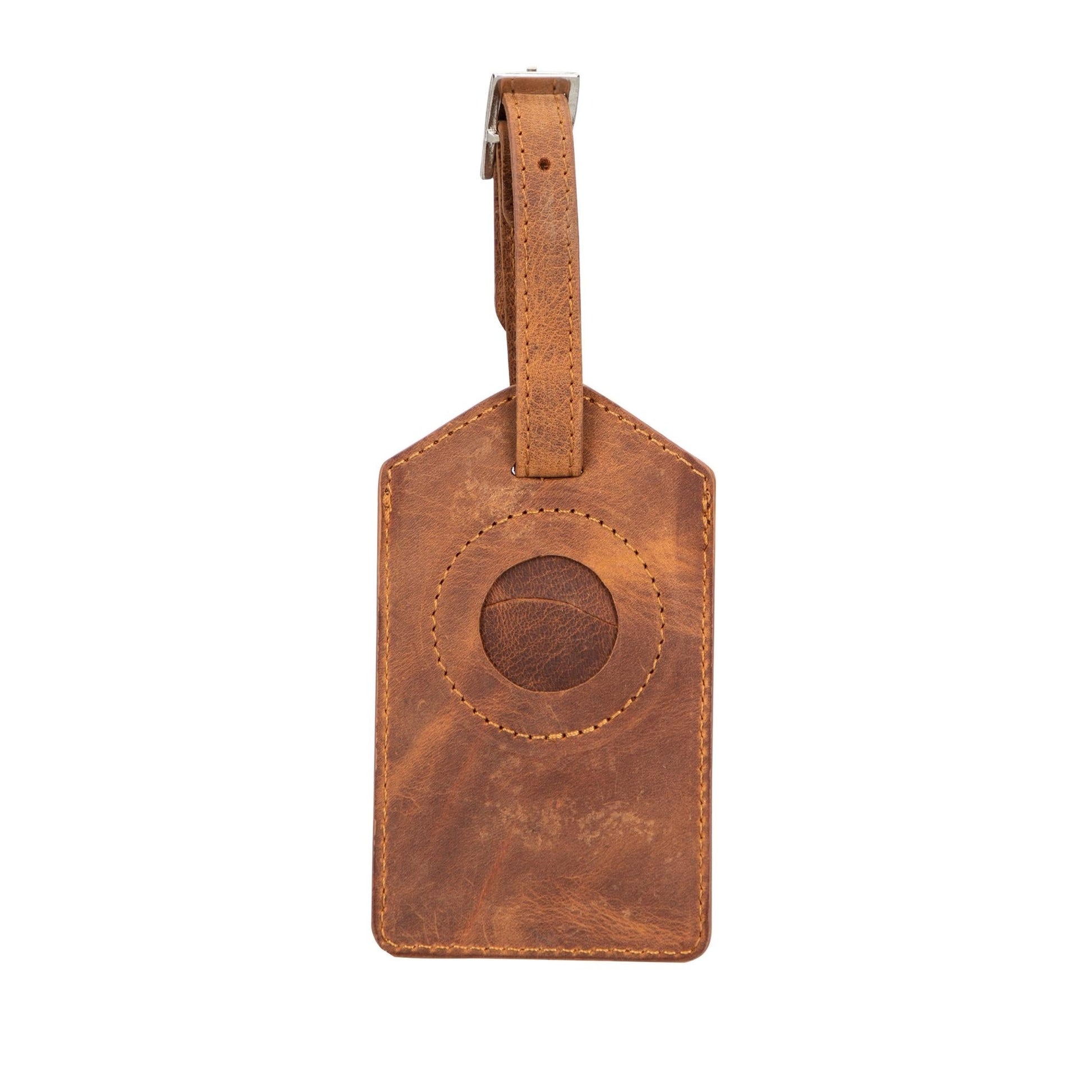 Estes Genuine Leather Luggage Tag with AirTag Slot - Sportkyu