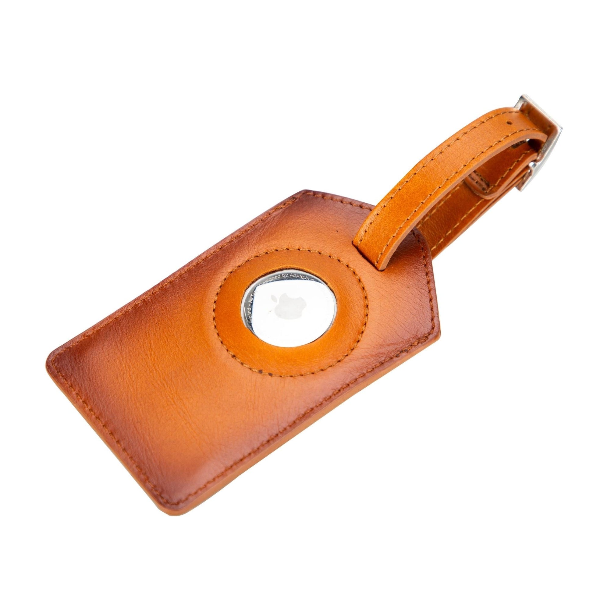 Estes Genuine Leather Luggage Tag with AirTag Slot - Sportkyu