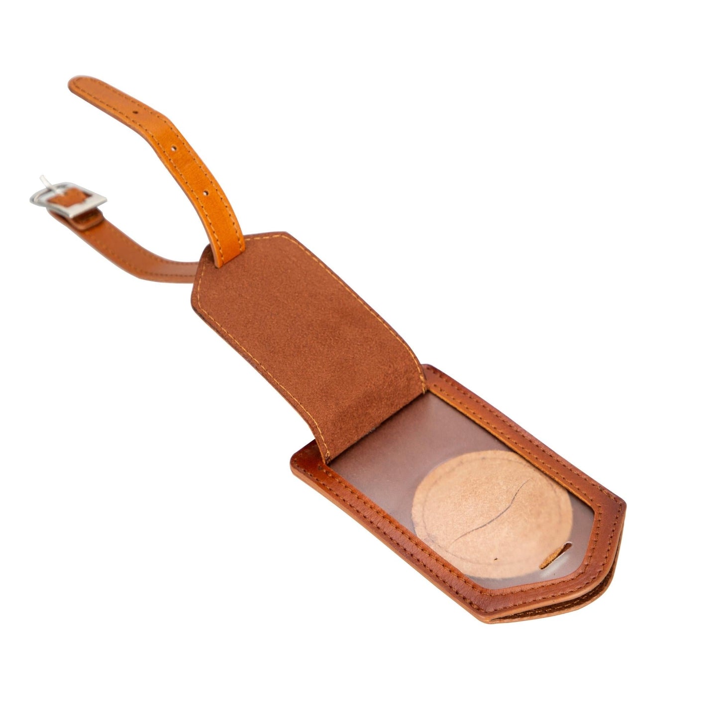 Estes Genuine Leather Luggage Tag with AirTag Slot - Sportkyu