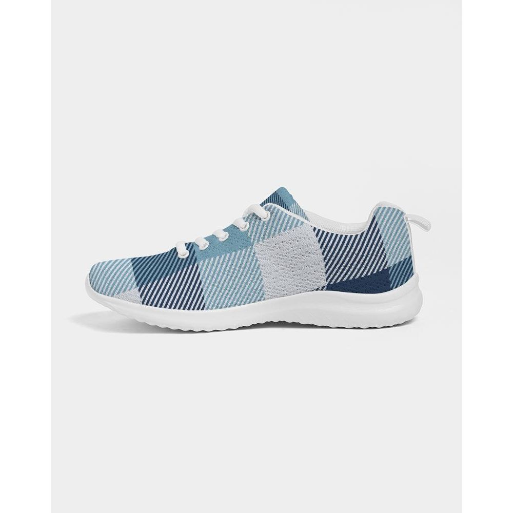 Mens Sneakers, Blue Plaid Low Top Canvas Running Shoes