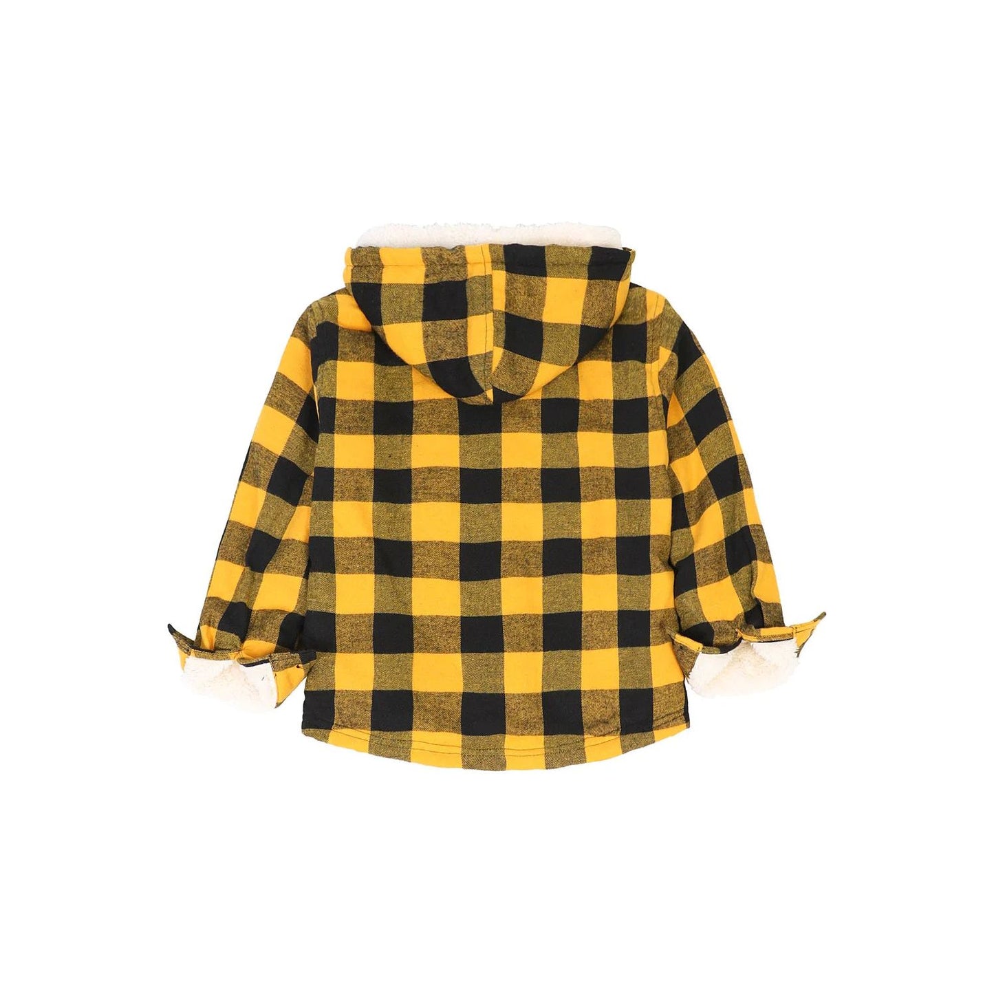 Girls Matching Family Yellow Hooded Plaid Flannel Shirt Jacket