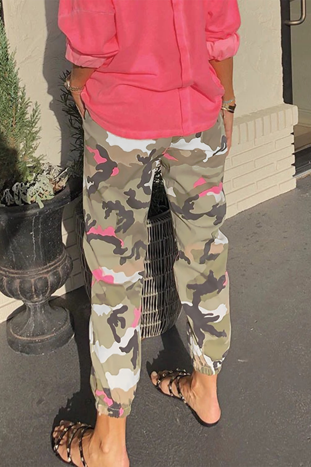 Elastic Waist Neon Camo Joggers