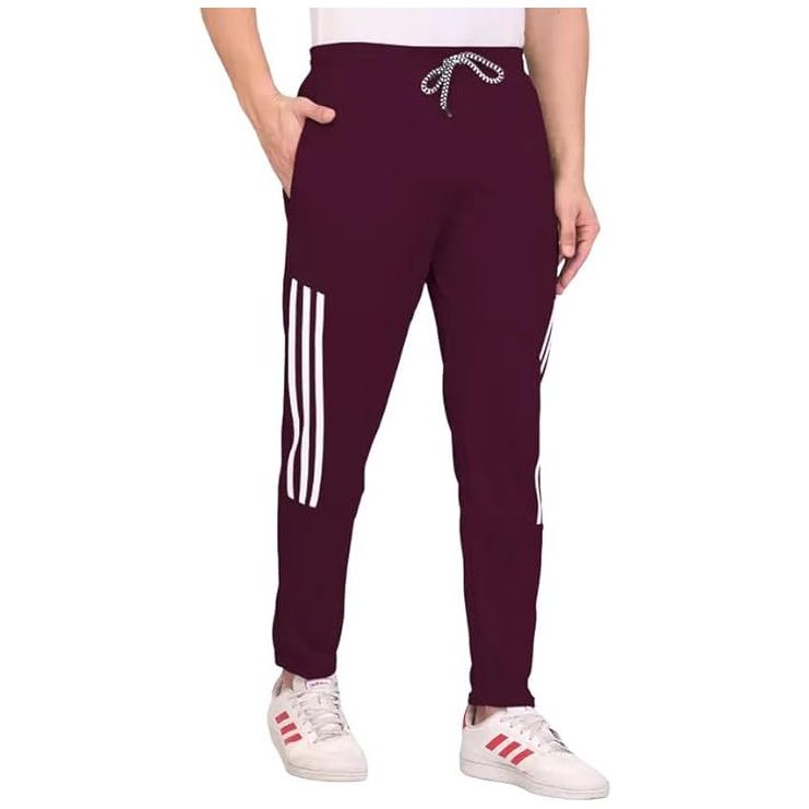 Men's Maroon Lycra Full Elastic Sport Wear Stretchable Track Pant Size