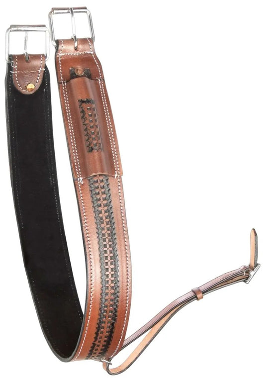 BASKET WEAVE TOOLED HORSE SADDLE WESTERN LEATHER BACK REAR TOOLED - Sportkyu