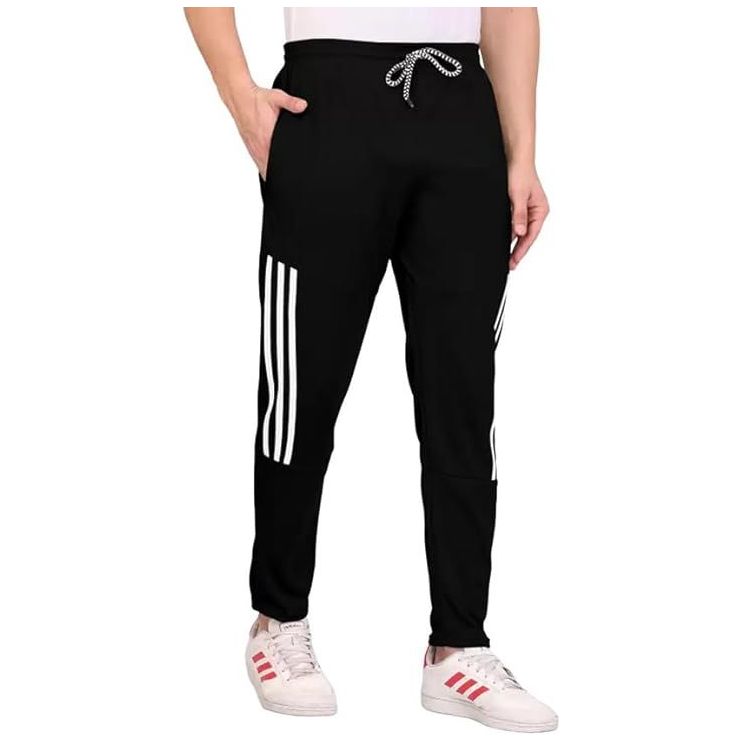 Men's Black Lycra Full Elastic Sport Wear Stretchable Track Pant Size