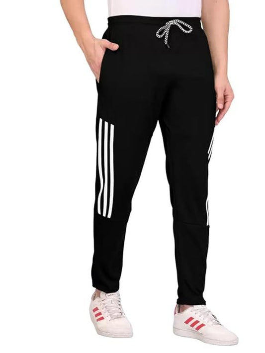 Men's Black Lycra Full Elastic Sport Wear Stretchable Track Pant Size