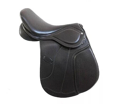 English Jumping Close Contact Black Leather Horse Saddle 15" to 18" - Sportkyu