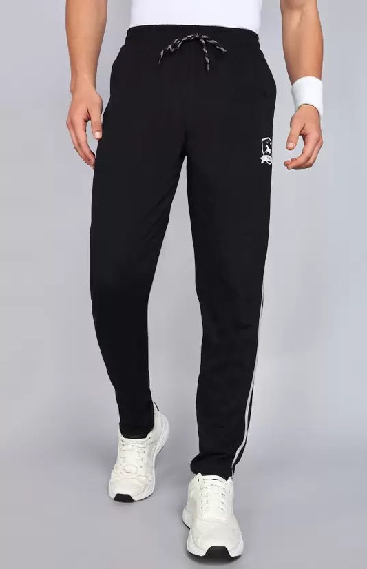 Men Self Design Black Track Pants Size M